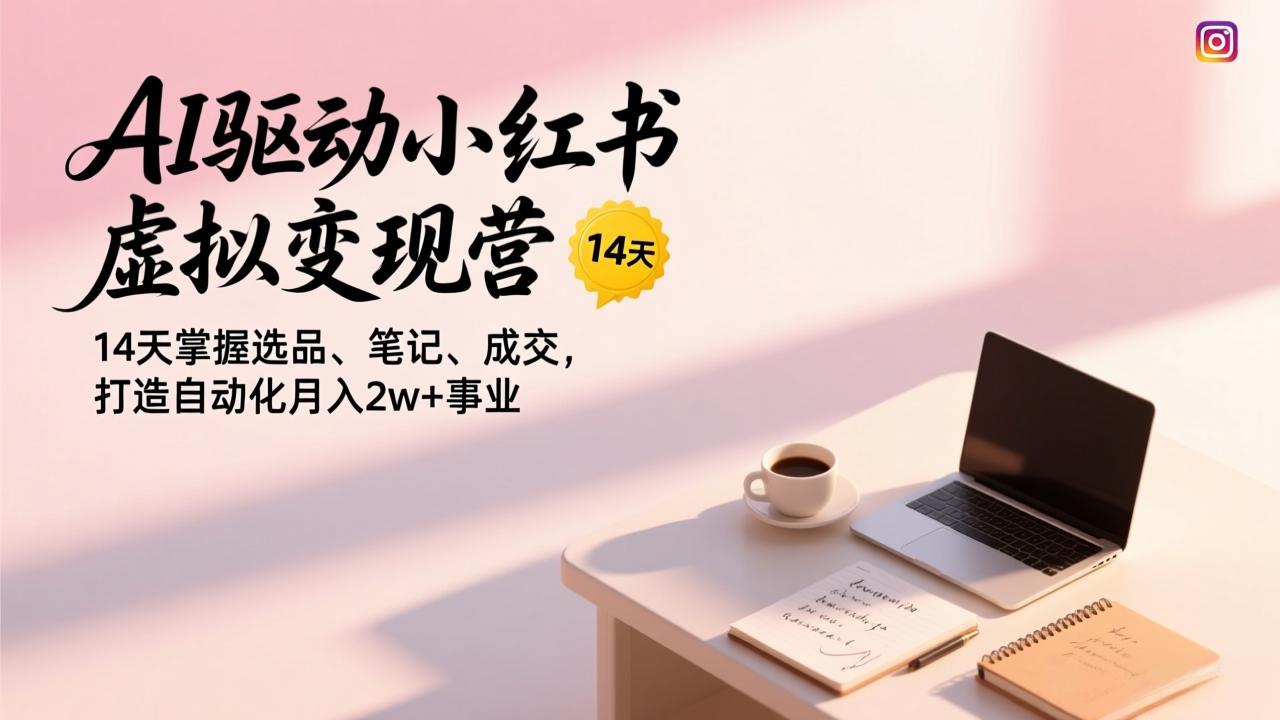 AI驱动小红书虚拟变现营，14天掌握选品、笔记、成交，打造*化月入2w+事业