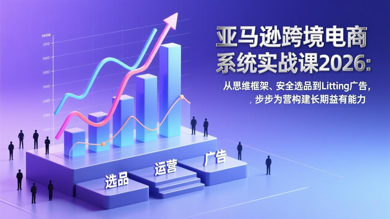 亚马逊跨境电商系统实战课2026：从思维框架、安全选品到Listing广告，步步为营构建长期盈利能力
